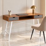 Desk With 2 Drawer And Metal Frame - Image 2