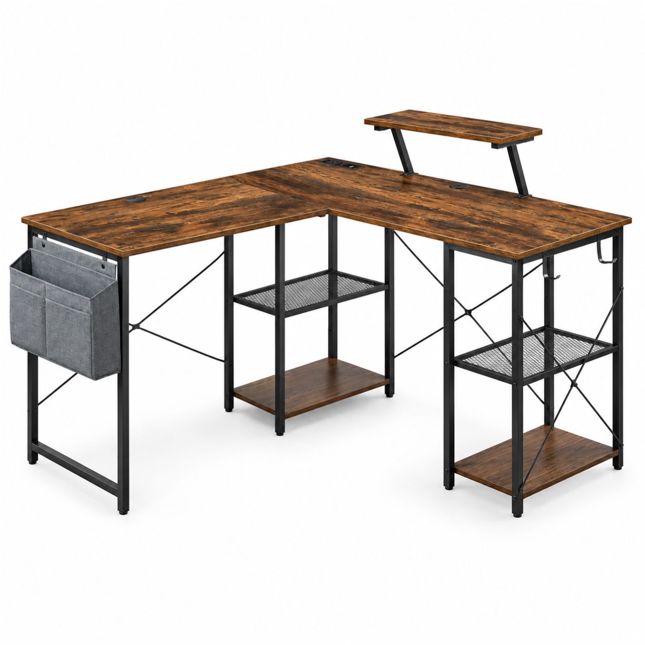 MFTF2265 L Shape Corner Workdesk With Shelves - Image 1