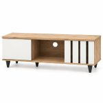 TWO TONED TV STAND WITH 1 DOOR & SLATS