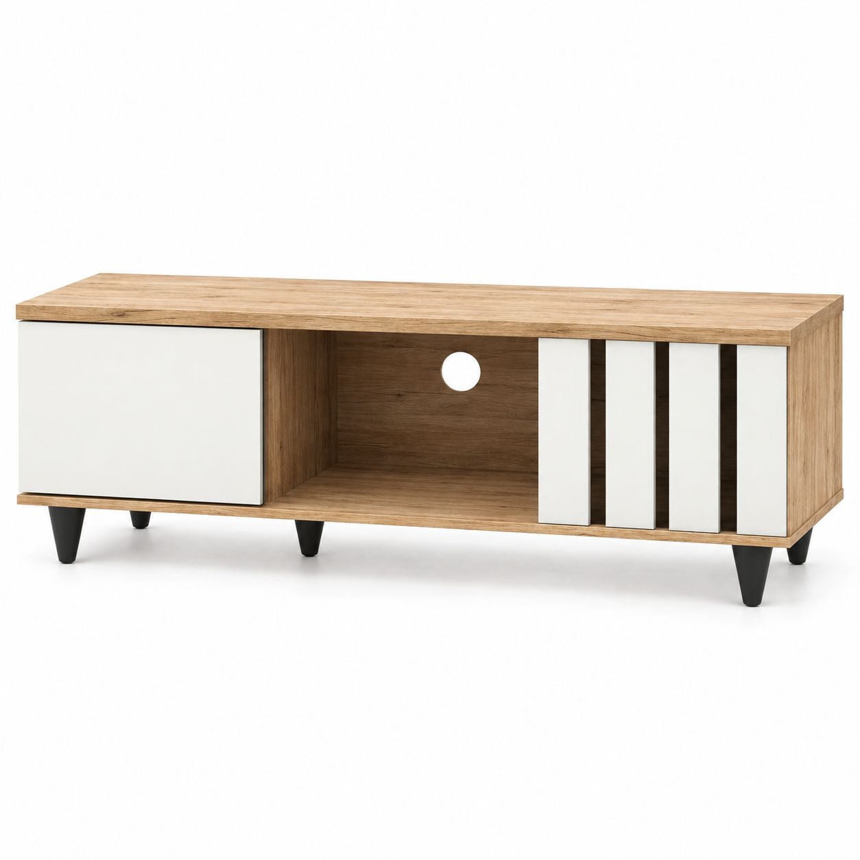 MFPLS6NOW TWO TONED TV STAND WITH 1 DOOR & SLATS - Image 1