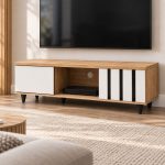 TWO TONED TV STAND WITH 1 DOOR & SLATS - Image 2