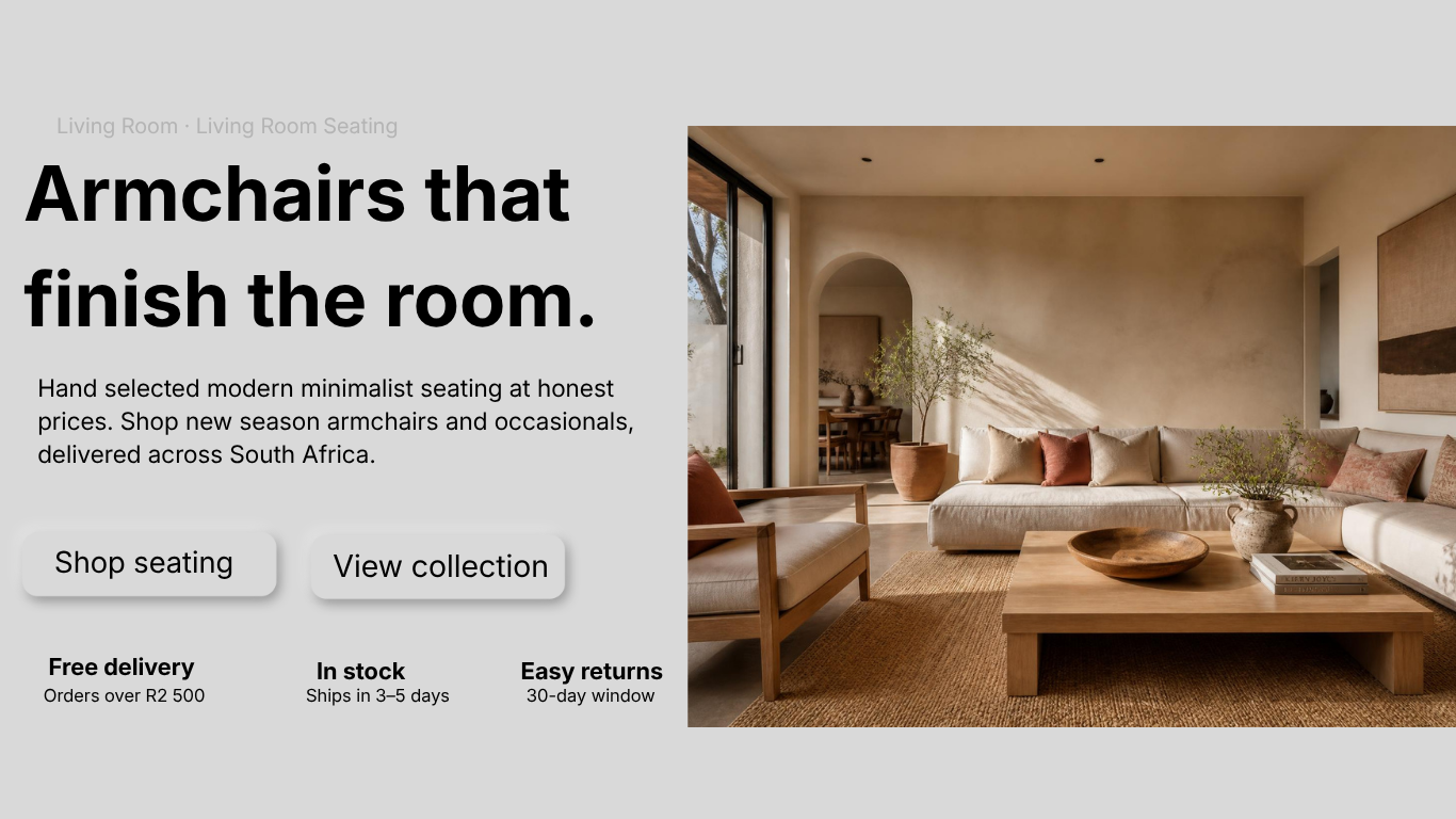 Living Room · Living Room Seating Armchairs that finish the room. Hand selected modern minim